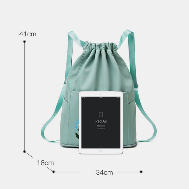 Large Capacity Waterproof Foldable Floral Embroidery Fitness Travel Backpack