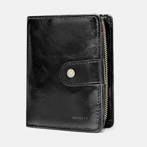 Multi-Slot Classic Business Genuine Leather Thir-Fold Wallet