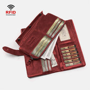 RFID Large Capacity Vintage Genuine Leather Purse