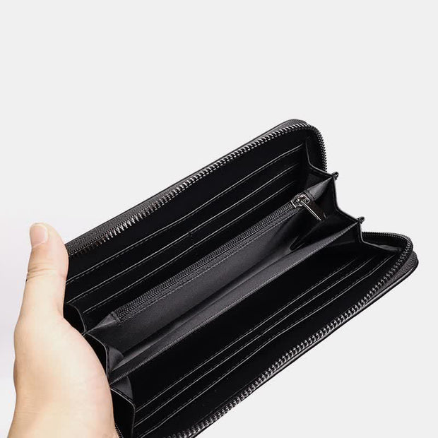 Leather Wallet for Men Zip Around Pattern Print Luxury Wallet Clutch