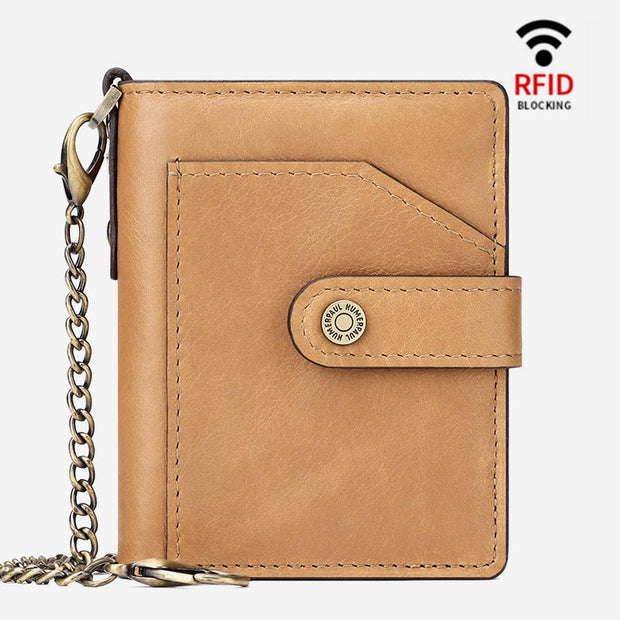 RFID Bifold Business Short Wallet With Chain