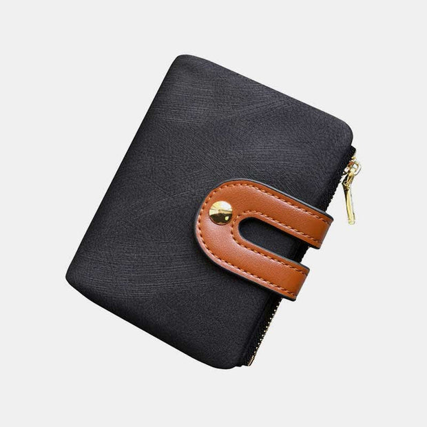 Small Compact Bifold Leather Pocket Wallet Mini Purse with ID Window