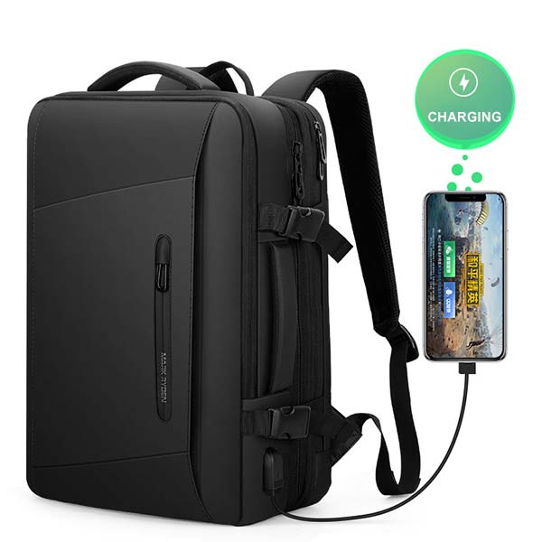 Expandable Capacity Multi-Layer Business Waterproof Backpack with Clock