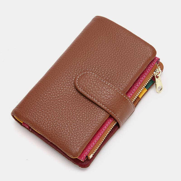 Multi-Slot Real Leather Wallet for Women RFID Blocking Bifold Compact Wallet