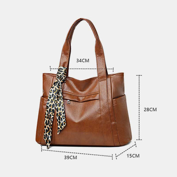 Large Capacity Work Travel Shopping Tote Women's Leather Big Shoulder Bag