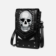Phone Bag For Women Scary Skull Crossbody Leather Belt Purse