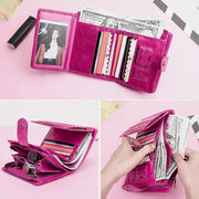 RFID Blocking Genuine Leather Multi-Card Buckle Wallet with Zip Coin Pocket
