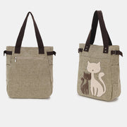 Large Capacity Cat Printing Canvas Shoulder Bag