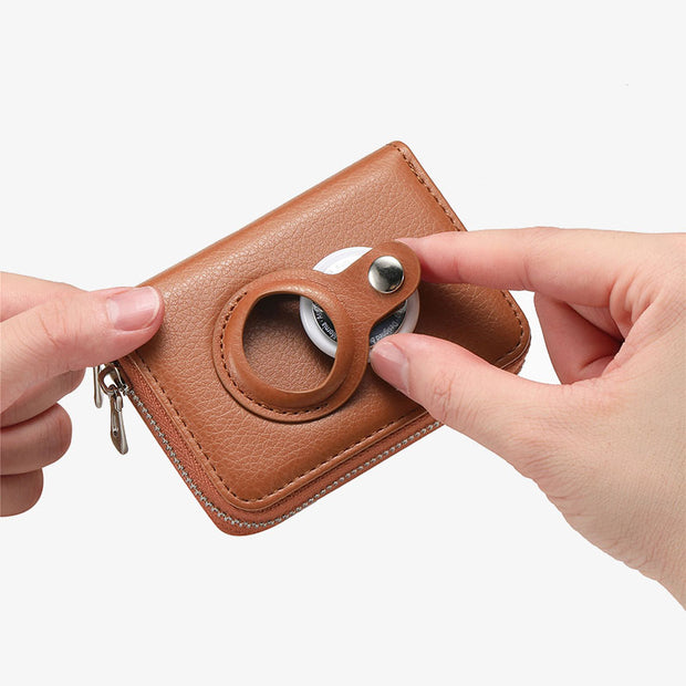 Airtag Womens Wallet RFID Blocking Organ Shape Leather Card Holder