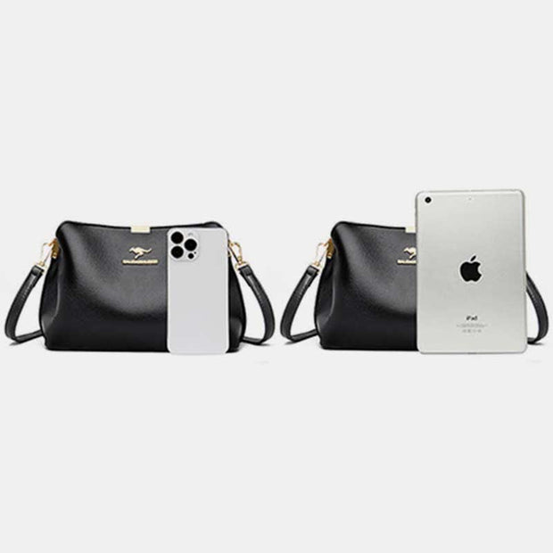 Small Leather Crossbody Handbags Purses Triple Compartment Crossover Shoulder Bag