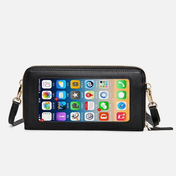 Multi-Compartment Cellphone Purse RFID Blocking Phone Bag With Clear Window