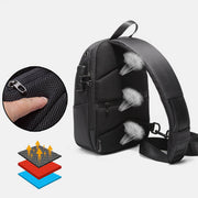 Anti-theft Reflective Sling Bag Men One-Shoulder Backpack with USB Charging Port