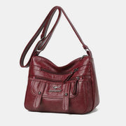Crossbody Bag for Women Multi-Pocket Soft Leather Zipper Pocket Shoulder Purse