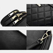 Triple Zip Crossbody Bag Quilted Leather Shoulder Purse for Women