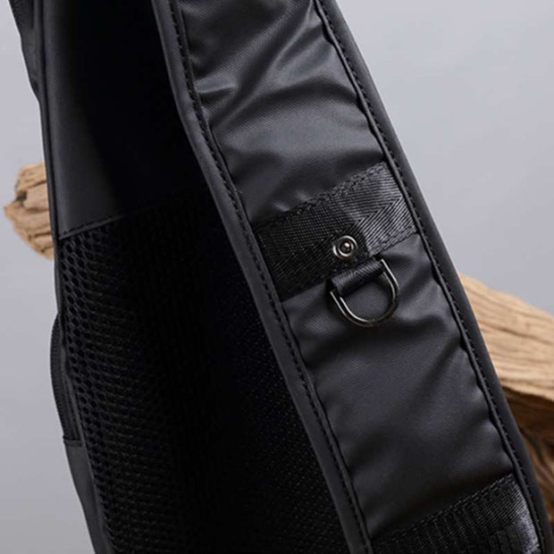 Sling Bag for Men Black Large Capacity Minimalist Oxford Crossbody Backpack
