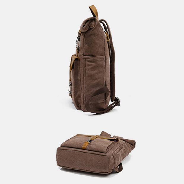 Unisex Canvas Leather Hiking Travel Backpack Rucksack School Bag Daypack