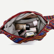 Shoulder Bag for Women Printing Flower Linen Folk-Custom Crossbody Bag
