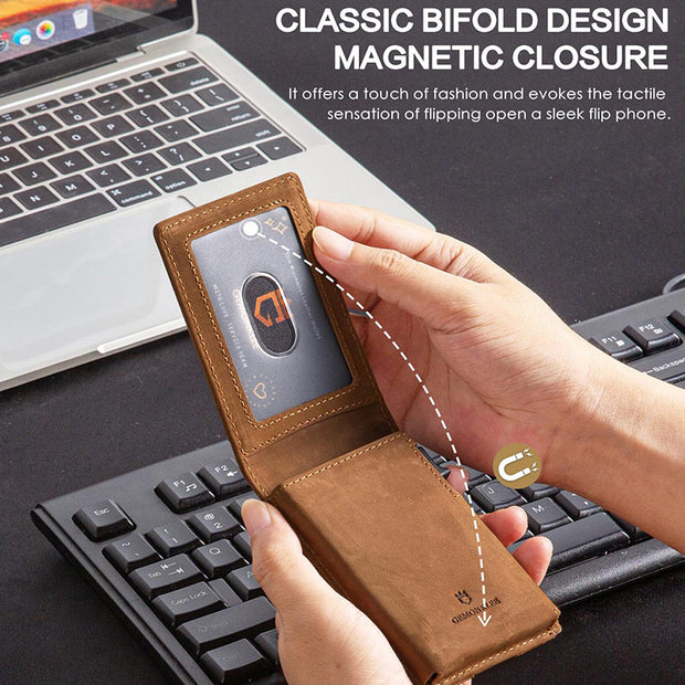 Women Men Airtag Wallet RFID Flip Leather Card Holder