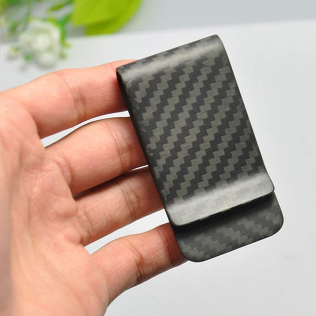 Slim Carbon Fiber Money Clip Minimalist Wallet Business Card Holder