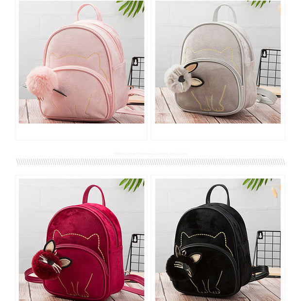 Cartoon Embroidered Cat Pattern Mini  Backpack