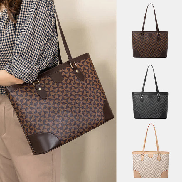 Women Faux Leather Tote Shoulder Bag Big Capacity Handbag Purses