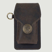 Vintage Leather Flip Phone Bag Belt Pouch with Cigarette Pocket