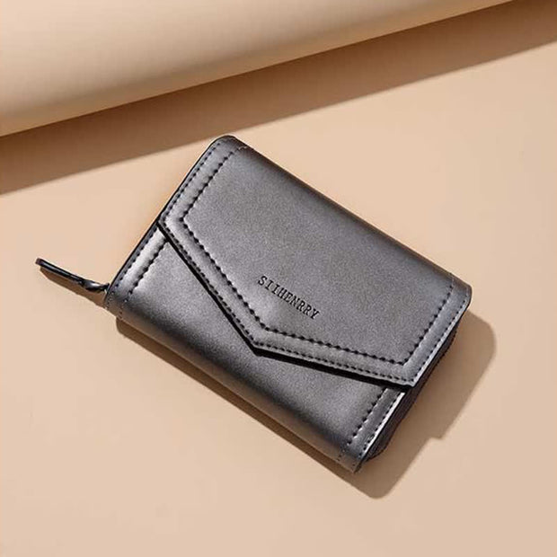 Women Short Bifold Wallet Faux Leather Purse RFID Blocking Card Holder
