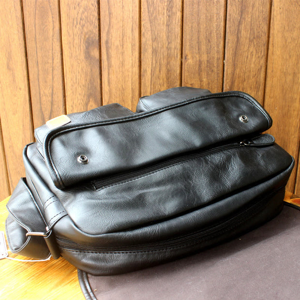 Messenger Bag for Men Classic Large Capacity PU Laptop Crossbody Bag