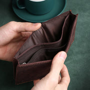 Retro Men's Large Capacity Genuine Leather Bifold Wallet Credit Card Holder