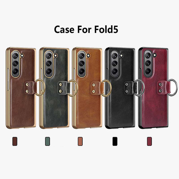 Samsung Fold Series Anti Drop Leather Ring Phone Case