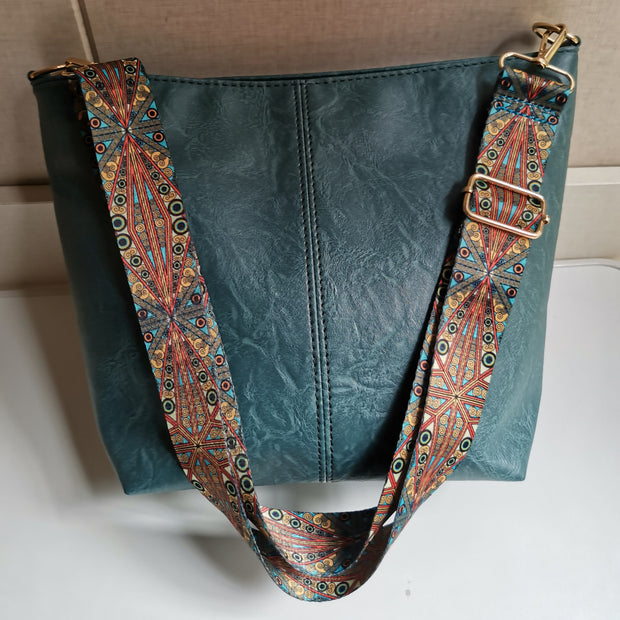 Retro Shoulder Bag For Women Wide Strape Stylish Tote Purse