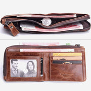 Vintage Leather Wallet Super Roomy Bifold Short Wallet for Men