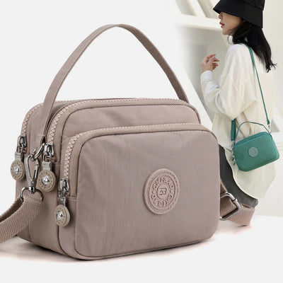 Small Nylon Crossbody Bag For Women Triple Compartment Travel Purse