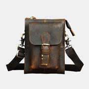 Genuine Leather Multifunction Waist Bag Crossbody Bag with Belt Loop