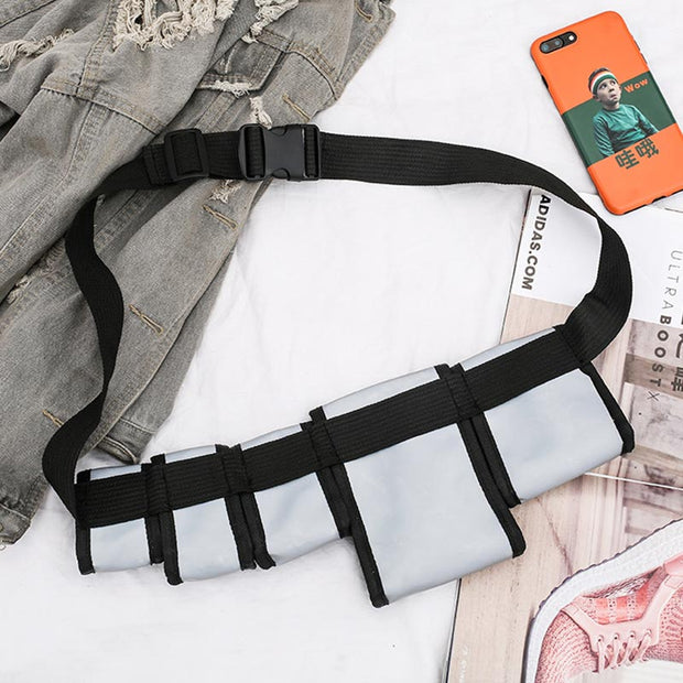 Unisex Multi-pocket Tactical Reflective Laser Chest Bag Waist Bag Sling Bag