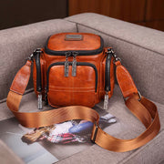 Retro Small Camera Bag for Women Oil Wax Leather Crossbody Purse