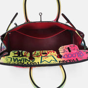 Graffiti Top Handle Satchel for Women Large Colorful Tote with Crossbody Strap