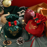 Christmas Drawstring Bags Apple Candy Reusable Xmas Favor Bags