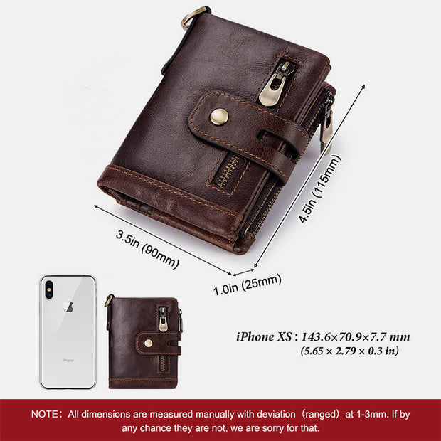 Genuine Leather Anti-theft RFID Wallet With Chain