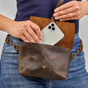 Retro Leather Waist Bag Crossbody Shoulder Bag for Women