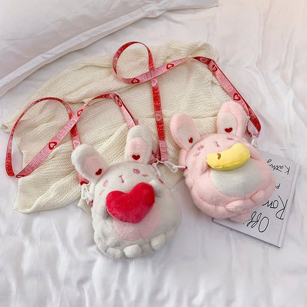 Cute Cartoon Small Backpack Lolita Rabbit Plush Bag For Girl
