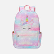 Unicorn School Backpack for Girls Kids Elementary Bookbag Lunch Bag Set
