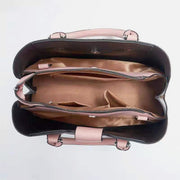 Triple Compartment Women's Top Handle Satchel Leather Plaid Crossbody Shoulder Bag
