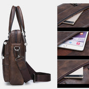 Lightweight Soft PU Messenger Bag Classic Slim Business Briefcase Crossbody Bag