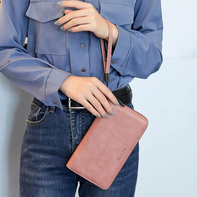 Womens RFID Blocking Zip Around Wallet Large Long Wristlet Clutch
