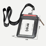 Genuine Leather RFID Blockgin Retractable Badge Holder Case Wallet Card Holder