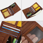 Anti-theft RFID Blocking Retro Leather Wallet with Detachable Card Holder