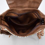 Vintage Tassel Purse For Women Clamshell Type Leather Crossbody Bag