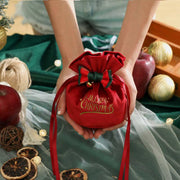Christmas Drawstring Bags Apple Candy Reusable Xmas Favor Bags