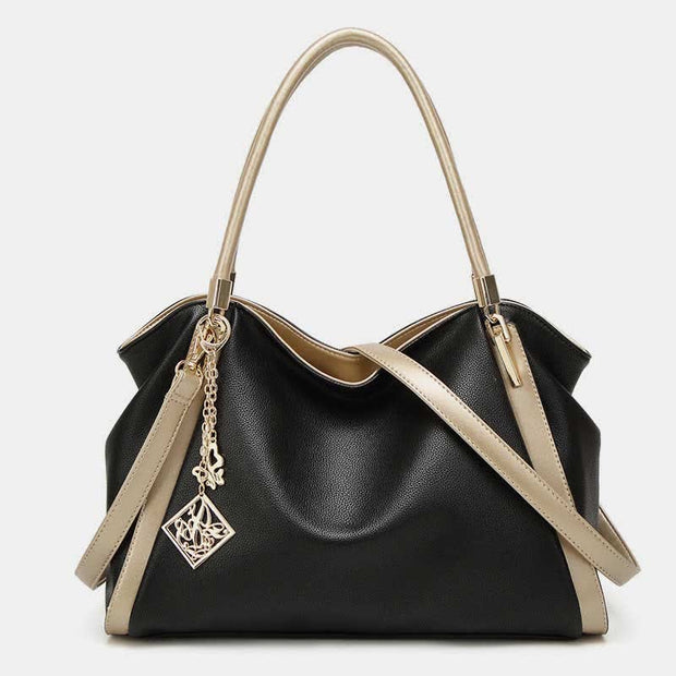 Women's Large Leather Zipper Shoulder Tote Top Handle Handbag